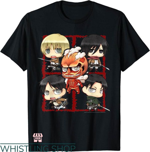 Attack On Titan Map T-shirt 5 Characters Montage T-shirt