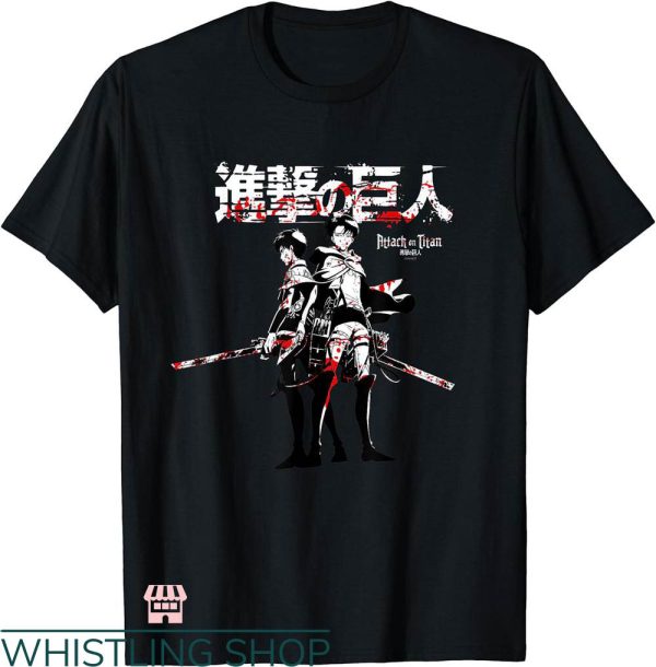 Attack On Titan Map T-shirt Levi And Eren Blood T-shirt