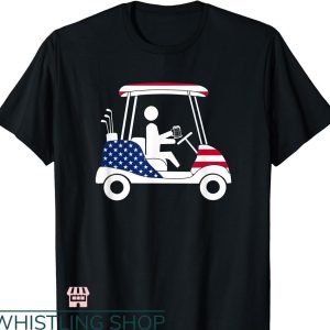 Beer Golf T-shirt USA American Flag Golf Cart Gift