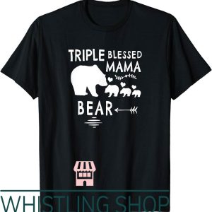 Blessed Mama T-Shirt Triple Bear For Moms With Three