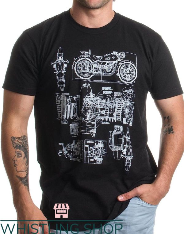 Bmw Motorcycle T-Shirt Motorcycle Engine Blueprint Shirt