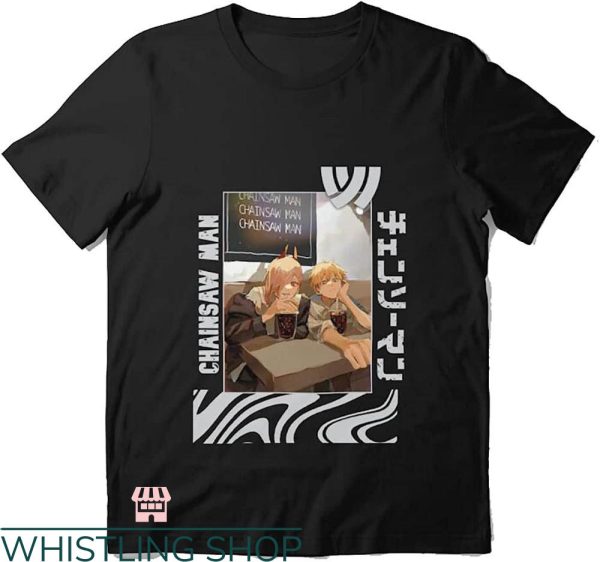 Chainsaw Man Power T-shirt Denji x Power In Cafe T-shirt