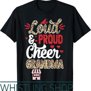 Cheer Grandma T-Shirt Biggest Fan Leopard Print And Pom
