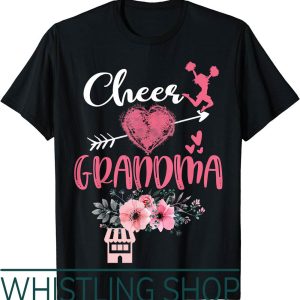 Cheer Grandma T-Shirt Floral Funny Cheerleader Heart Day