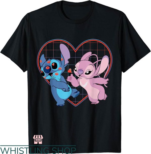 Cute Couple Disney T-shirt Lilo And Stitch Angel Kisses