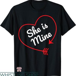 Cute Couple T-shirt She Is Mine Matching Couples T-shirt
