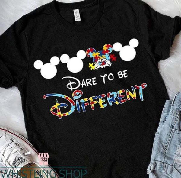 Disney Autism T Shirt Dare To Be Different Gift Tee