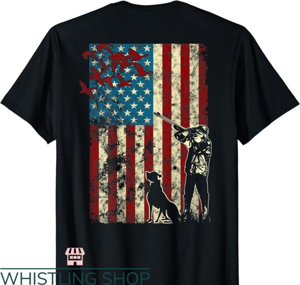 Duck Hunting T-shirt Distressed Patriotic American Flag