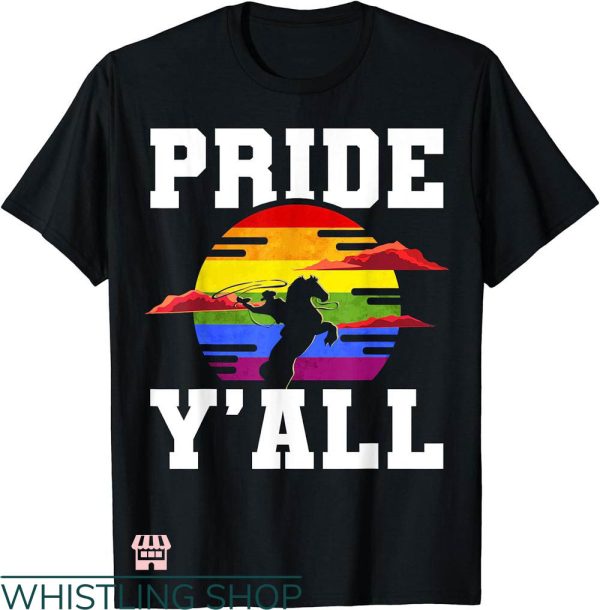 Gay Cowboys T-shirt LGBT Rainbow Gay Pride Flag Cowboy Shirt