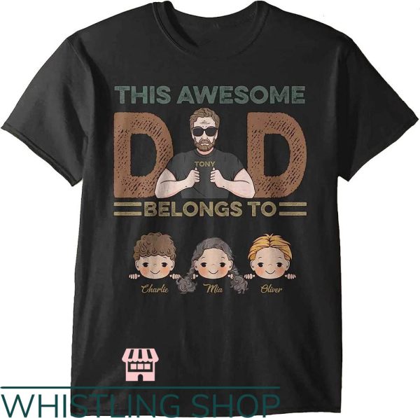 Grandpa With Grandkids Names T-Shirt Gift For Dad