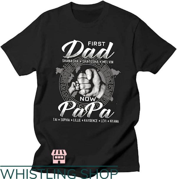 Grandpa With Grandkids Names T-Shirt Papa Gift For Dad