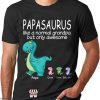 Grandpa With Grandkids Names T-Shirt Papasaurus Gift For Dad