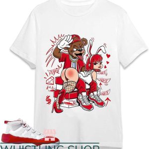 Jordan 11 Cherry T-Shirt Bunny Slap Matching to Jordan