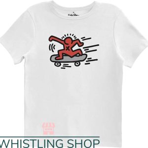 Keith Haring Heart T-Shirt Skateboarding Figure Baby Rib