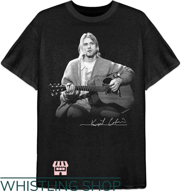 Kurt Cobain T-Shirt Kurt Cobain Guitar And Signature Shirt