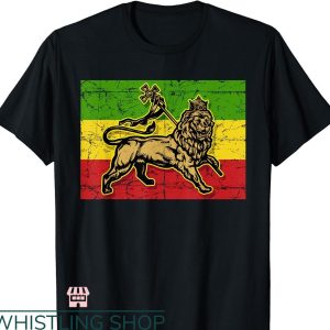 Lion Of Judah T-shirt Rasta Ethiopian Cross Reggae
