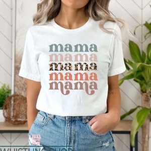 New Mom T Shirt Retro Vintage Mama Leopard Tee Shirt