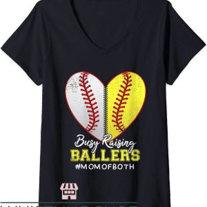 Raising Ballers T-Shirt Heart Mom Of Both