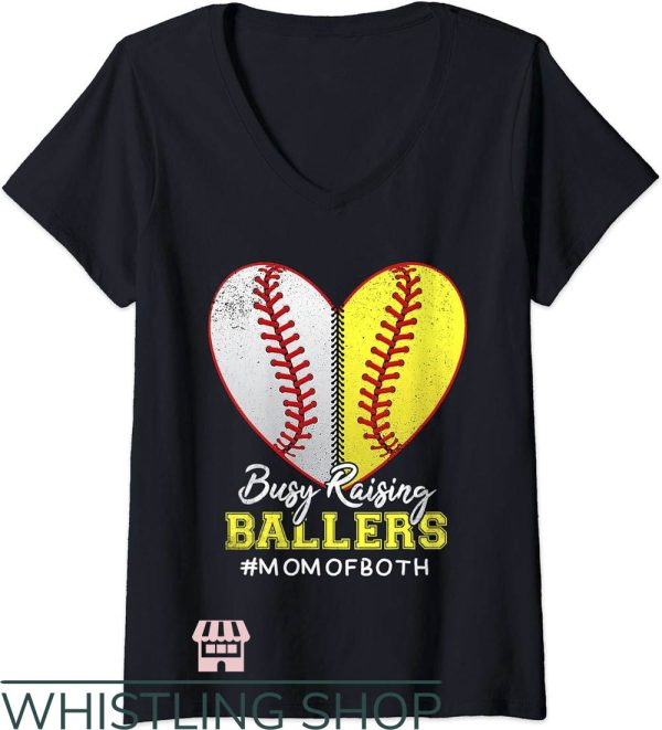 Raising Ballers T-Shirt Heart Mom Of Both