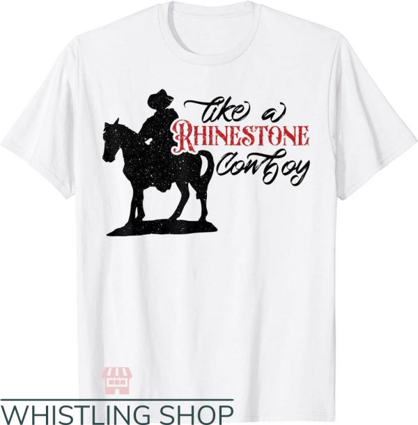 Rhinestone Cowboy T-Shirt Cowboy Riding Horse Rhinestone Tee