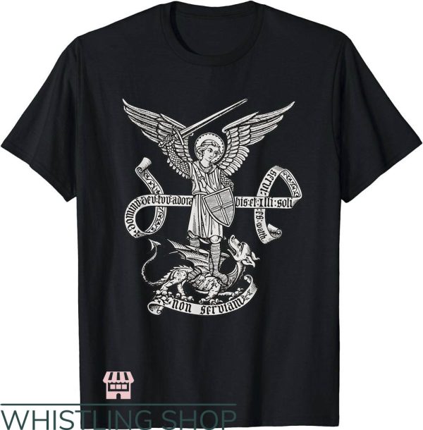 Saint Michael T-Shirt Angel Defend Us T-Shirt Trending