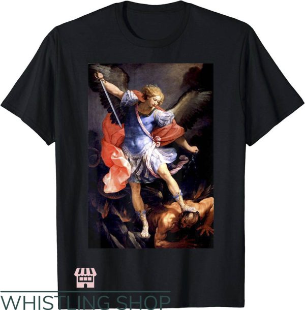 Saint Michael T-Shirt Devil Christian Goth T-Shirt Trending