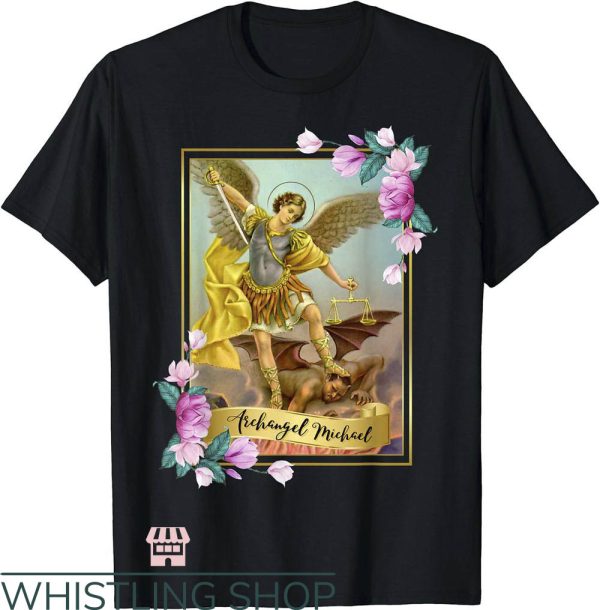 Saint Michael T-Shirt Protector Catholic Church Angel Shirt