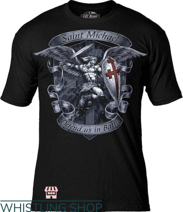 Saint Michael T-Shirt Saint Michael Defend Tee Trending