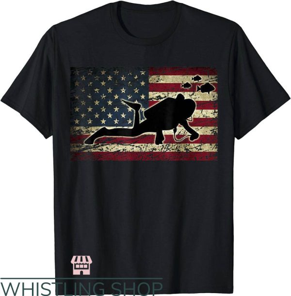 Scuba Diver T-Shirt American Scuba Diver USA Flag Trending