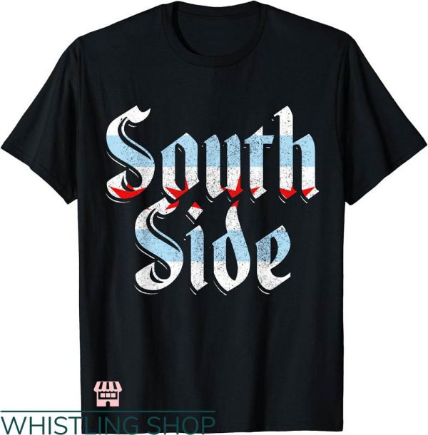 South Side T-shirt South Side Chicago Retro Letters Flag