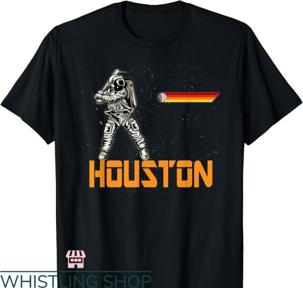 Space City T-shirt Baseball and Vintage Astronaut