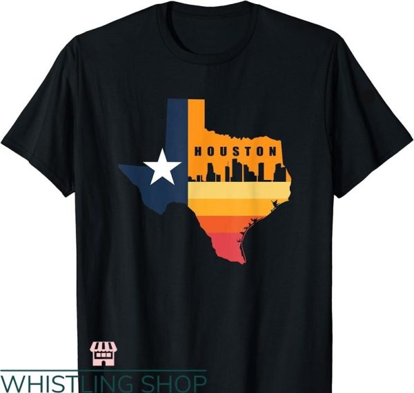 Space City T-shirt Houston City Texas Map Patriotic Texan