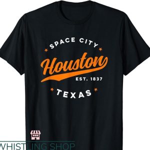 Space City T-shirt Vintage Houston Texas Orange Text