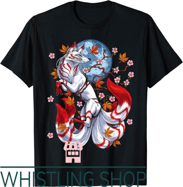 Spirted Away T-Shirt Nine Tailed Fox Cherry Blossom Flowers