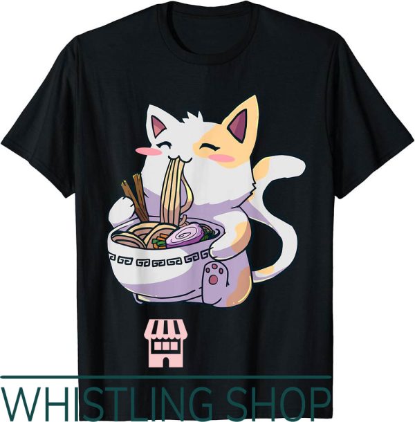 Spirted Away T-Shirt Ramen Cat Kawaii Anime Japanese Kawaii