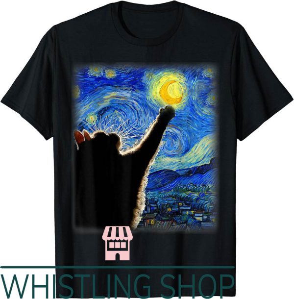 Spirted Away T-Shirt Van Gogh Starry Night Cat