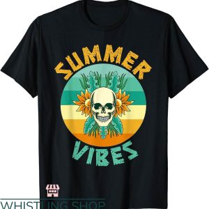 Summer Vibes T-shirt Hawaiian Skull Aloha Beaches T-shirt