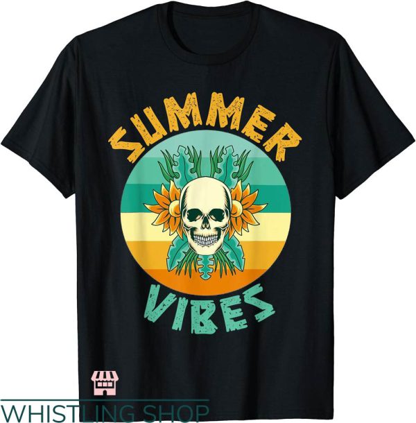Summer Vibes T-shirt Hawaiian Skull Aloha Beaches T-shirt