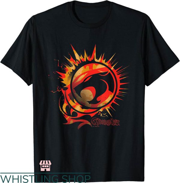 Thunder Cat T-shirt Thunder Cat Logo On Fire T-shirt