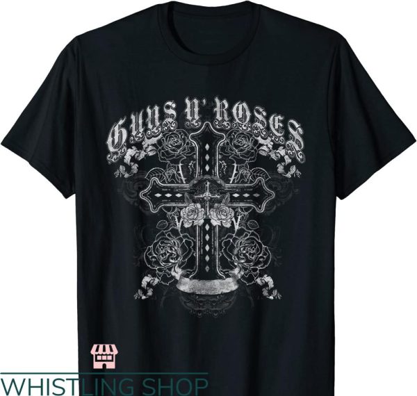 Vintage Guns And Roses T-shirt White Cross