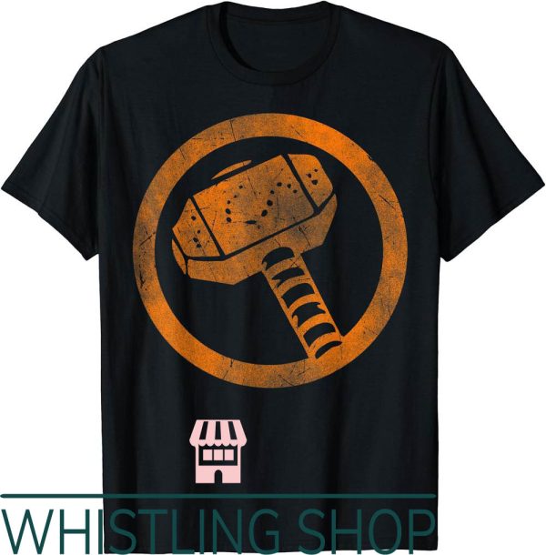 War Hammer T-Shirt Marvel Thor Logo Orange Tonal Cut Out