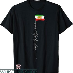 Women Life Freedom T-shirt Iranian Lion Sun Flag T-shirt