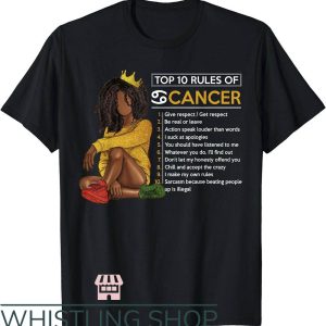 Zodiac Cancer T-Shirt Funny Top 10 Rules Of Cancer Zodiac