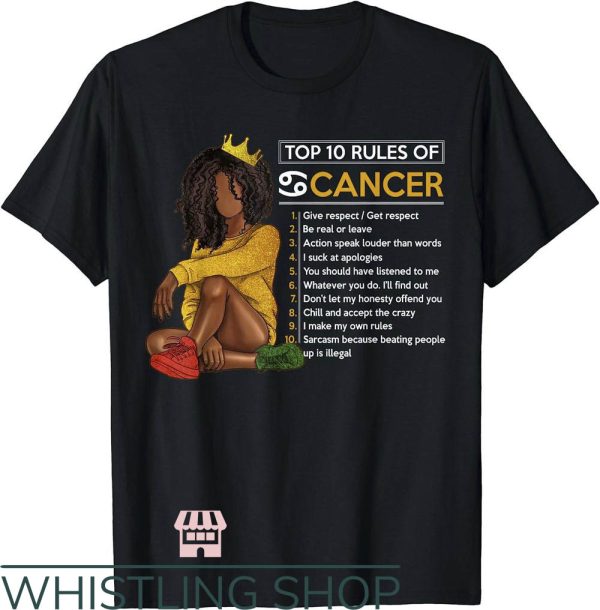 Zodiac Cancer T-Shirt Funny Top 10 Rules Of Cancer Zodiac