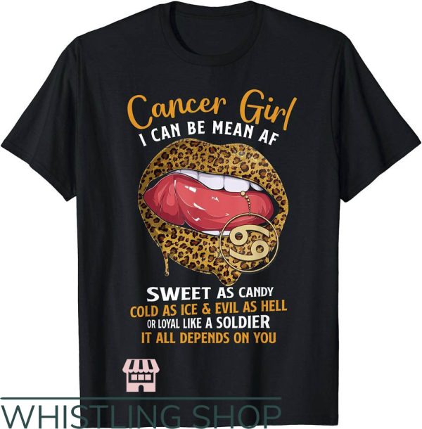 Zodiac Cancer T-Shirt Sweet As Candy Leopard Lip