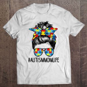 Autism Awareness Autism Mom Life Messy Hair Bun Mothers Day Premium 1