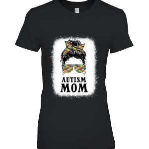 Autism Mom Curly Messy Bun Autism Awareness Mom Black Women