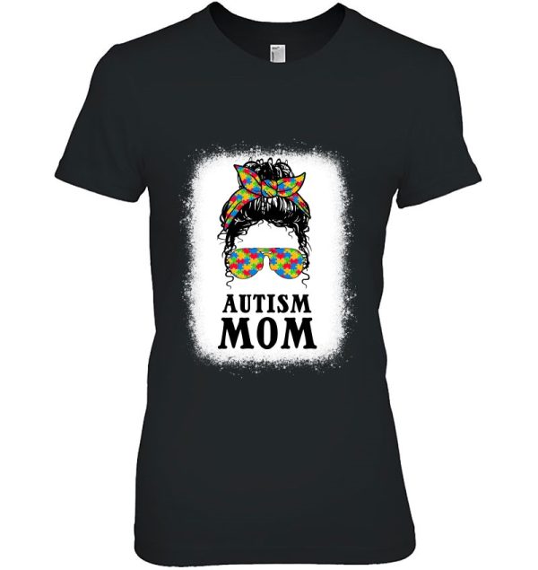 Autism Mom Curly Messy Bun Autism Awareness Mom Black Women