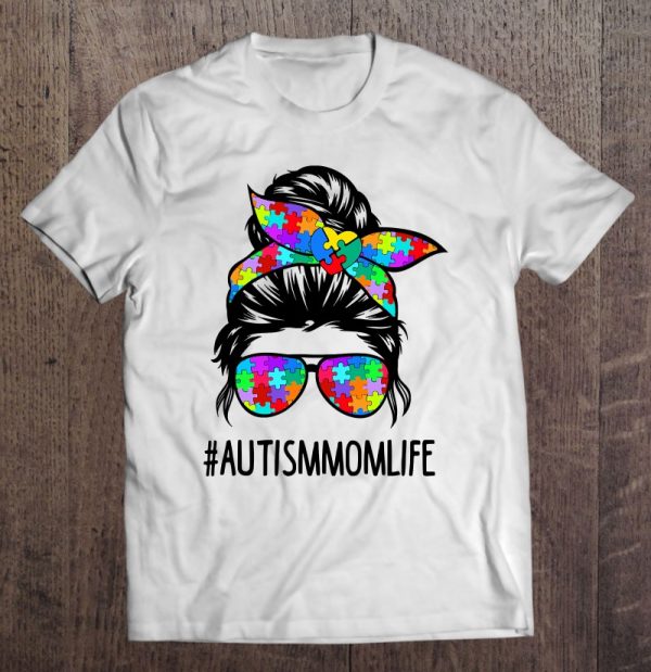 Autism Mom Life Messy Bun Sunglasses Bandana Be Kind