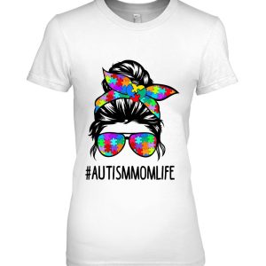 Autism Mom Life Messy Bun Sunglasses Bandana Be Kind